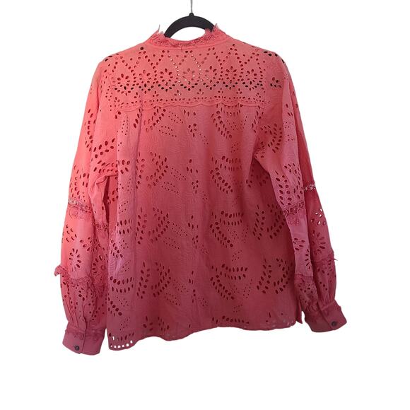 Kobi Halperin Winston Embroidered Eyelet Blouse Women’s S – Coral - Picture 6 of 11